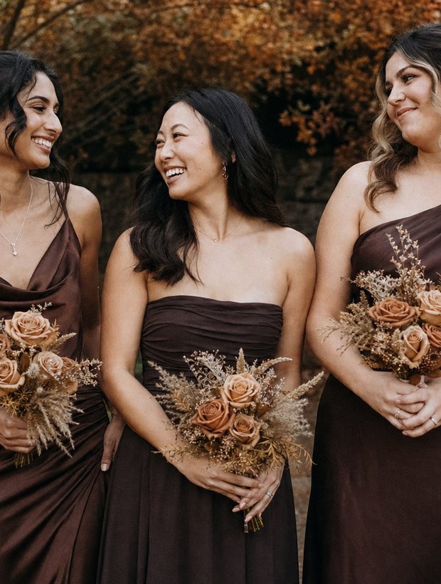 Chocolate and espresso bridesmaid dresses