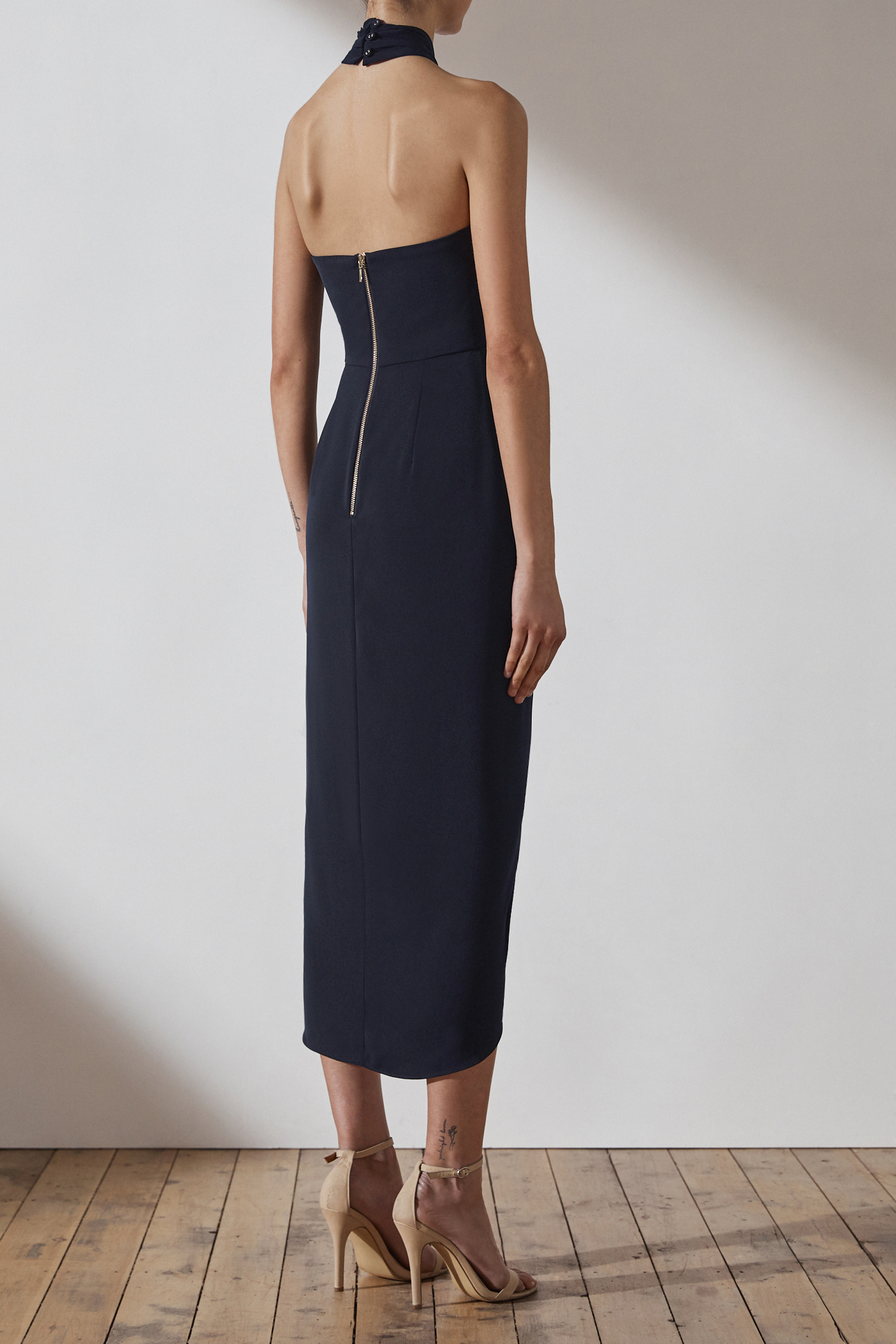 Amanda Core Knot Draped Dress by Shona Joy - Navy
