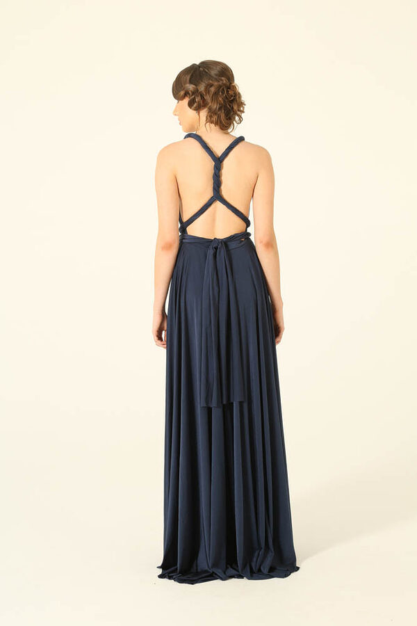 PO31- Navy.EX1-3 Navy Infinity Wrap Bridesmaids Dress By Tania Olsen