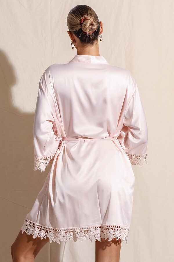 Ella Blush Lace Satin Bridesmaids Robe5 Ella Blush Lace Satin Bridesmaids Robe