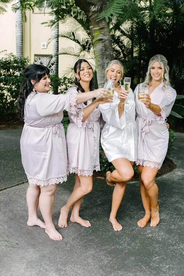 Ella Bridesmaids Robe - Nude Pink Ella Nude Pink Lace Satin Bridesmaids Robe - Ella Bridesmaids Robe – Nude Pink