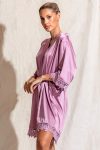 Satin lace bridesmaid robe mauve purple