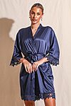Ella Navy Lace Satin Bridesmaids Robe