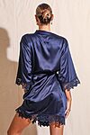 Ella Navy Lace Satin Bridesmaids Robe