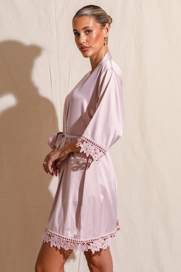 Ella Nude Pink Lace Satin Bridesmaids Robe3 Ella Nude Pink Lace Satin Bridesmaids Robe