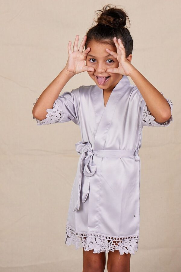 Ella Satin Lilac Flower Girl Robe Purple Lilac Flower Girl Robe Australia
