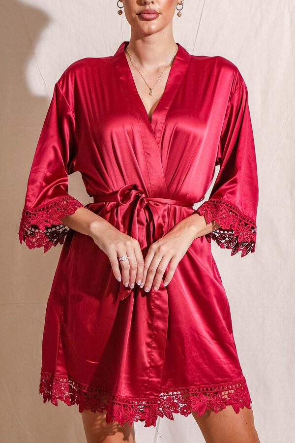 EllaBridesmaidsRobeBurgundyRedLaceRobe Ella Burgundy Lace Satin Bridesmaids Robe - EllaBridesmaidsRobeBurgundyRedLaceRobe