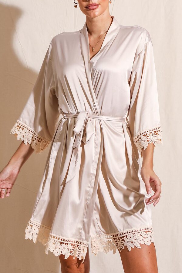 EllaLaceSatinRobeChampagne2 Ella Champagne Lace Satin Bridesmaids Robe