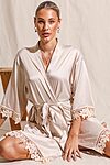 Ella Champagne Lace Satin Bridesmaids Robe