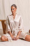 Ella Champagne Lace Satin Bridesmaids Robe