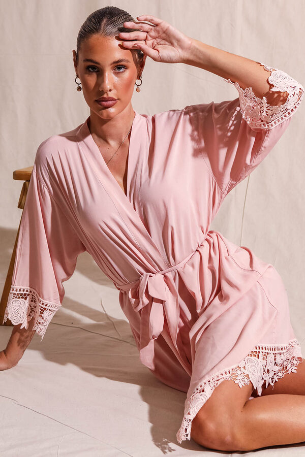 Rosa Blush Lace Cotton Bridesmaids Robe5 Rosa Blush Lace Cotton Bridesmaids Robe