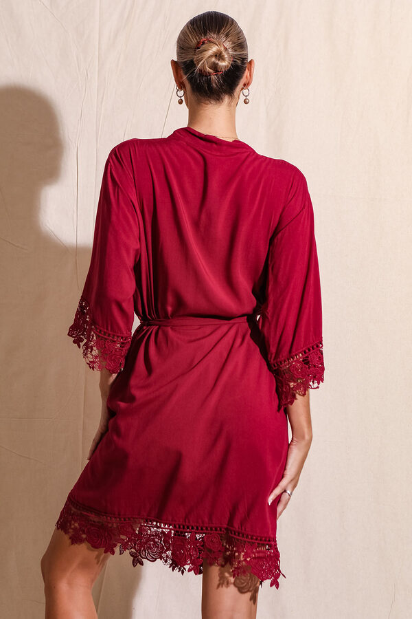 Rosa Garnet Lace Cotton Bridesmaids Robe4 RosaCottonBridalLaceRobes