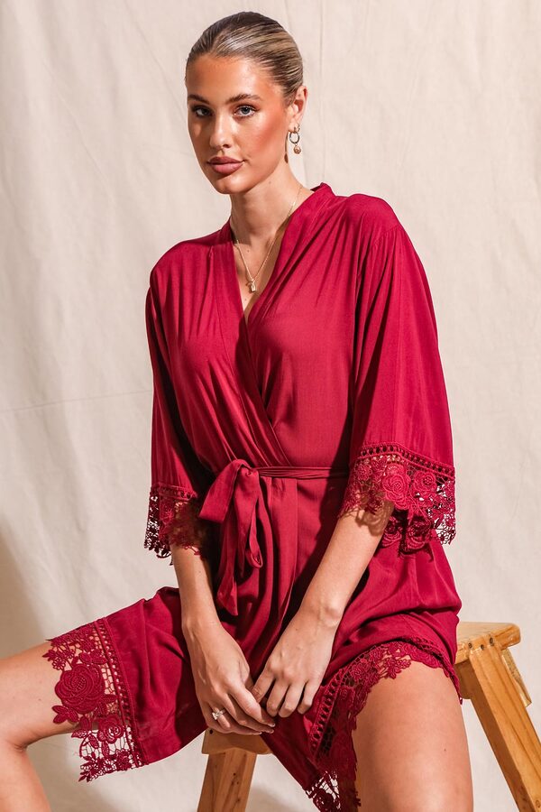 Rosa Garnet Lace Cotton Bridesmaids Robe5 RosaCottonBridalLaceRobes