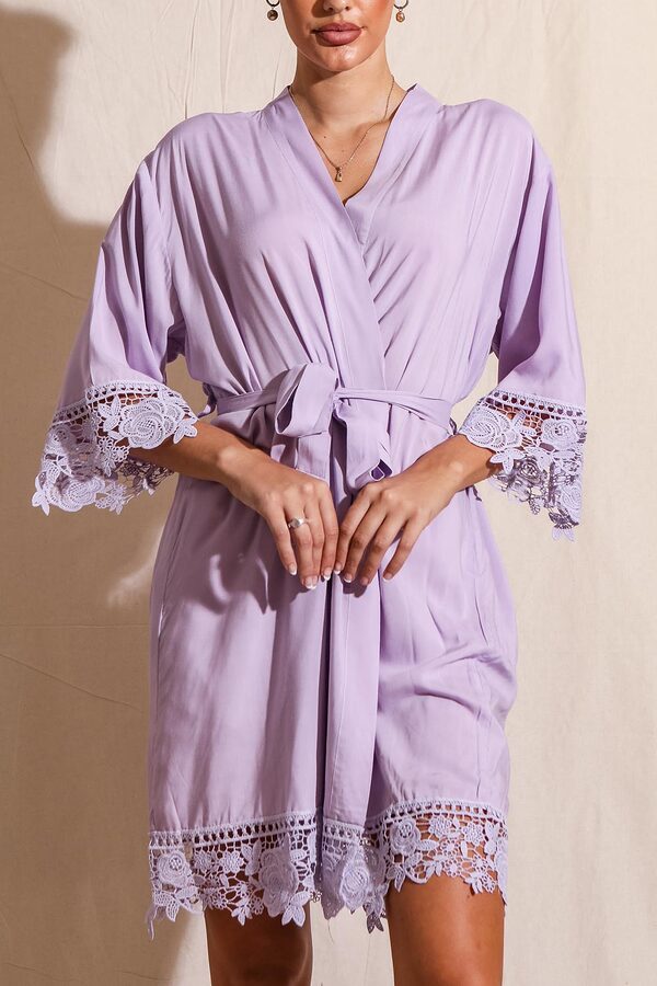 Rosa Lilac Lace Cotton Bridesmaids Robe2 Rosa Lilac Lace Cotton Bridesmaids Robe