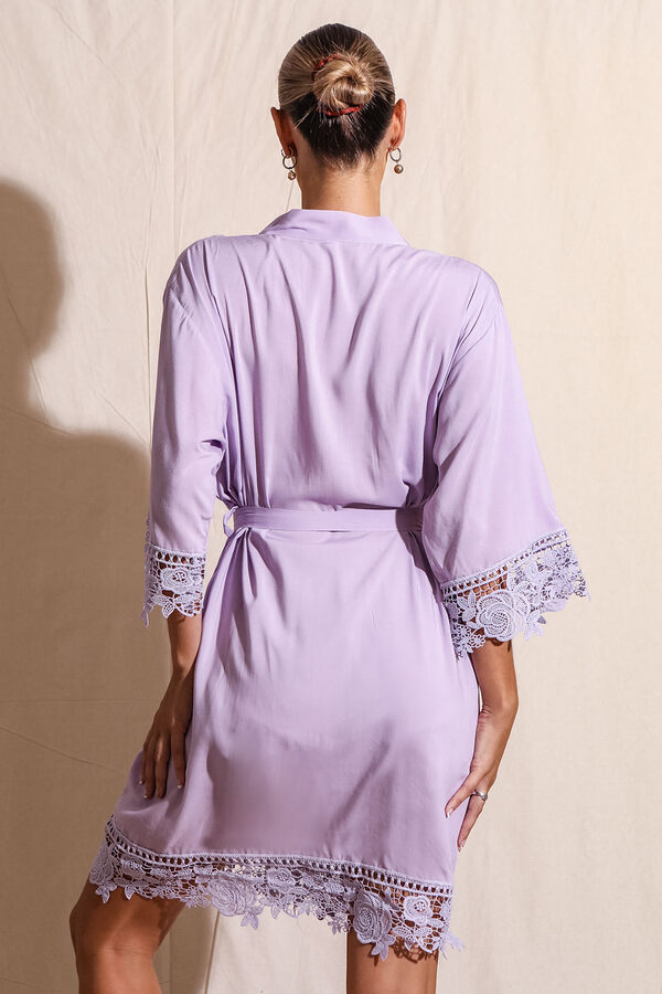 Rosa Lilac Lace Cotton Bridesmaids Robe4 Rosa Lilac Lace Cotton Bridesmaids Robe