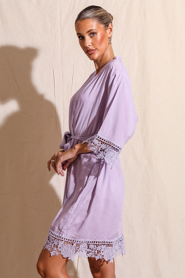 Rosa Lilac Lace Cotton Bridesmaids Robe5 Rosa Lilac Lace Cotton Bridesmaids Robe