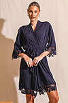 Rosa Navy Lace Cotton Bridesmaids Robe