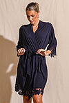 Rosa Navy Lace Cotton Bridesmaids Robe