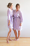 Rosa Lilac Lace Cotton Bridesmaids Robe - RoseCottonLaceBridesmaidRobeBlushLilac