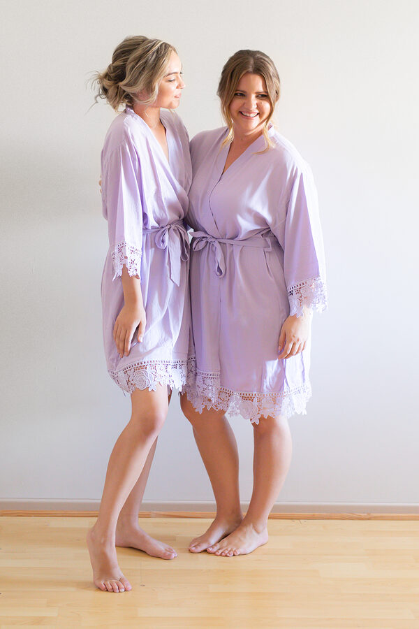 RoseCottonLaceBridesmaidRobeBlushLilac Rosa Lilac Lace Cotton Bridesmaids Robe - RoseCottonLaceBridesmaidRobeBlushLilac