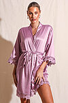 Satin lace bridesmaid robe mauve purple mauve