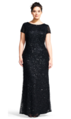 Pearl Scoop Back Sequin Gown By Adrianna Papell - Black