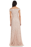 Lillian Off the Shoulder Sequin Beaded Gown By Adrianna Papell - Blush