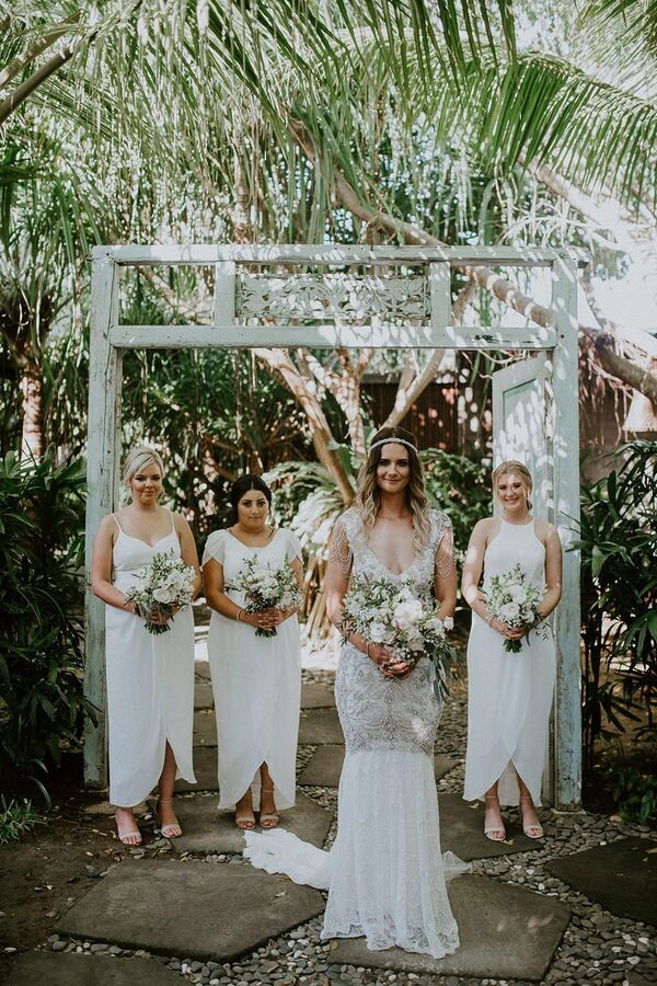OakleyTSMixandMatchWhitehloeZaraSkye Zara Chloe and Skye by Talia Sarah in White Mix and match bridesmaids dresses by Bridesmaids only