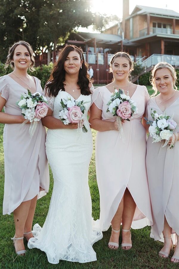 TSRealWeddingZaraMix&Match Zara mix and match colours bridesmaid dresses in cashmere and ballerina soft light pink