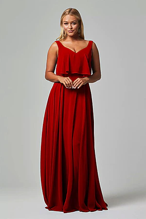 strapless open back dress Classic Ruched V-Neck Jersey Sleeveless Bridesmaid Dresses – Ballbella main image 1