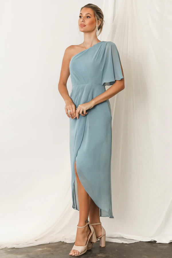teal grey bridesmaid dresses Kennedy Blue Haley Platinum Bridesmaid Dress