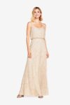 Gatsby Art Deco Blouson Beaded Bridesmaid Dress By Adrianna Papell - Champagne Gold