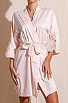 Amelie Blush Satin Bridesmaid Robe with Lace Trim