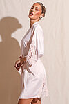 Amelie Blush Satin Bridesmaid Robe with Lace Trim