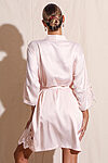 Amelie Blush Satin Bridesmaid Robe with Lace Trim