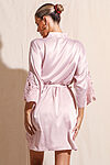 Amelie Nude Pink Satin Bridesmaid Robe with Lace Trim