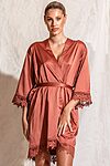 Burnt Orange Satin Bridesmaid Robe with Lace Trim Bridesmaid Proposal Robes