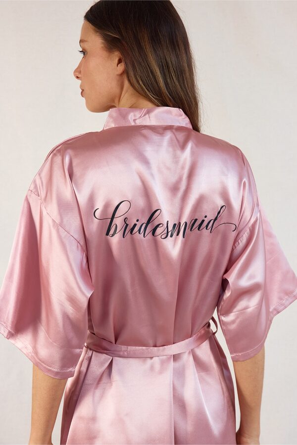 Evie Blush Personalised Bridesmaid Robe Black Font Bridesmaid Printed Bridal Party Robes Australia