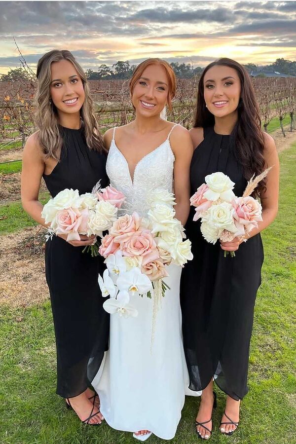 TSRealWeddingMilaBlack Mila in Black by Bridesmaids Only Talia Sarah Real Wedding