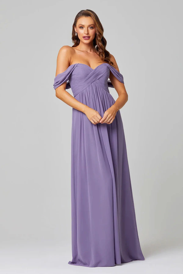 lucy bridesmaid dresses Lucy Gorgeous Off The Shoulder Long Chiffon Bridesmaid Dresses main image 0