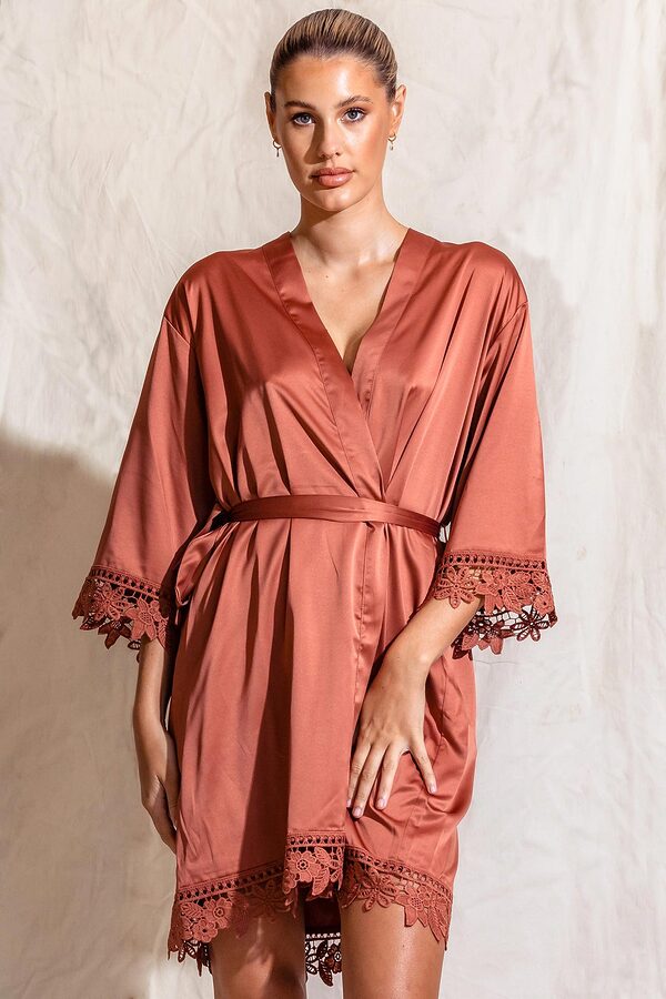 EllaLaceBridesmaidRobeCinnamonRustOrange Ella Sage Green Lace Satin Bridesmaids Robe - EllaLaceBridesmaidRobeCinnamonRustOrange