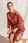 Satin Lace Bridesmaid robe cinnamon rust burnt orange