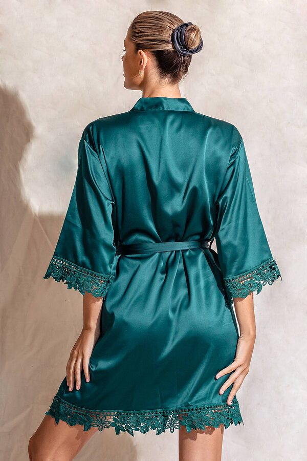 EllaLaceBridesmaidRobeEmeraldGreen3 Ella Sage Green Lace Satin Bridesmaids Robe - EllaLaceBridesmaidRobeEmeraldGreen3