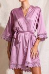 Satin lace bridesmaid robe mauve purple mauve