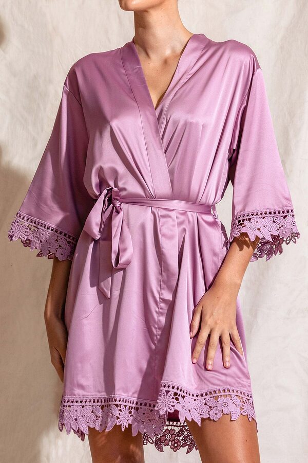 EllaLaceBridesmaidRobeMauvePurple3 Satin lace bridesmaid robe mauve purple mauve
