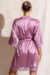 Satin lace bridesmaid robe mauve purple mauve