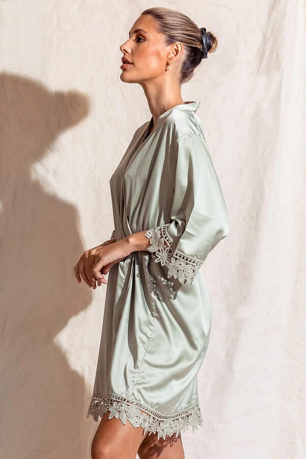 EllaLaceBridesmaidRobeSageGreen8 Ella Sage Green Lace Satin Bridesmaids Robe - EllaLaceBridesmaidRobeSageGreen8