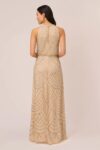 Nouveau Halter Beaded Nude Bridesmaid Dress By Adrianna Papell
