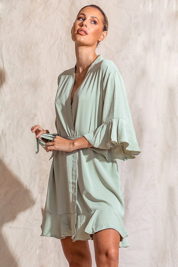 BridesmaidsOnlyRobesOliviaSage2 Sage Green Cotton Ruffle Bridesmaid Proposal Bridal Party Robes