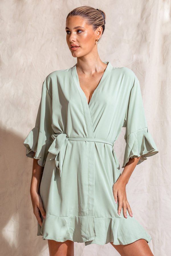 Sage Green Cotton Ruffle Bridesmaid Proposal Bridal Party Robes